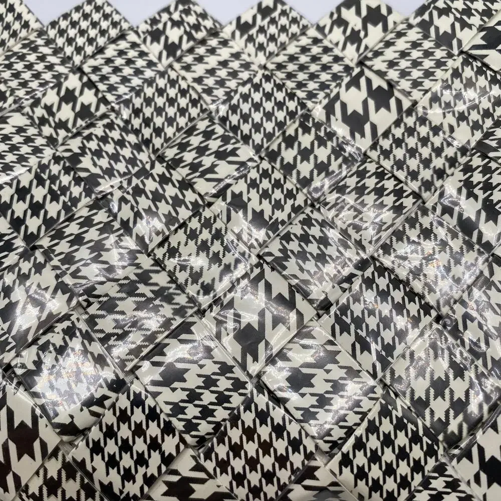 Nahui Ollin Woven Plastic Black & White Y2K Houndstooth‎ Clutch Wristlet